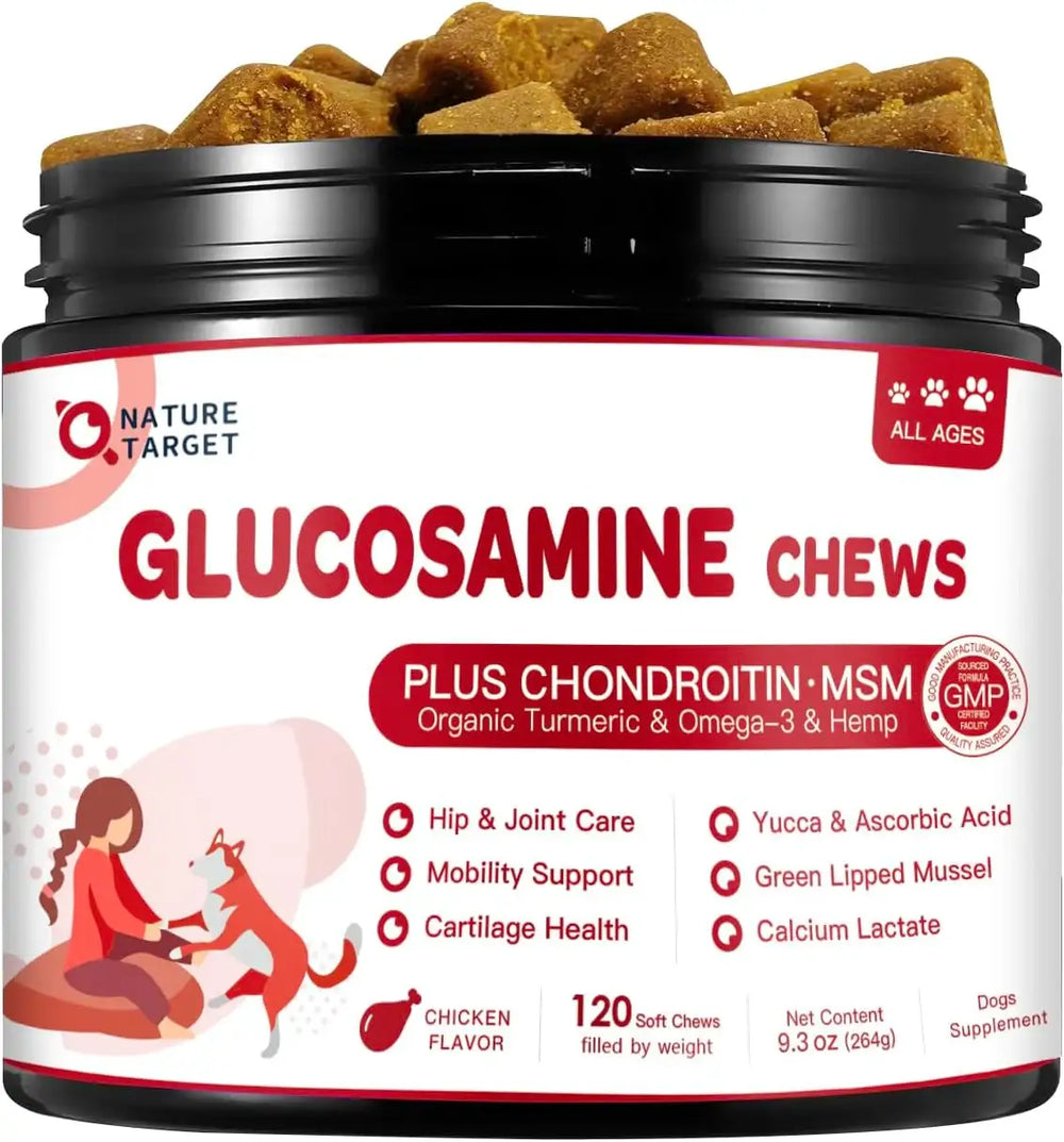 NATURE TARGET - NATURE TARGET Glucosamine with Chondroitin MSM for Dogs 120 Masticables - The Red Vitamin MX - Cuidado De Cadera Y Articulaciones Para Perros - {{ shop.shopifyCountryName }}