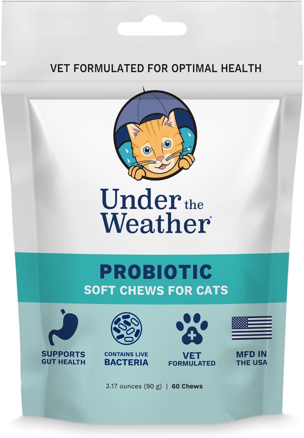 Under The Weather Pet Probiotic Chews for Cats 60 Masticables