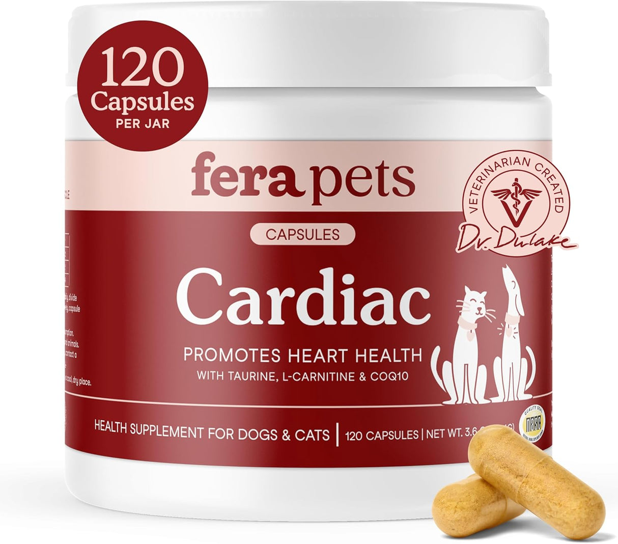 Fera Pets Cardiac Supplement for Dogs & Cats 120 Capsulas