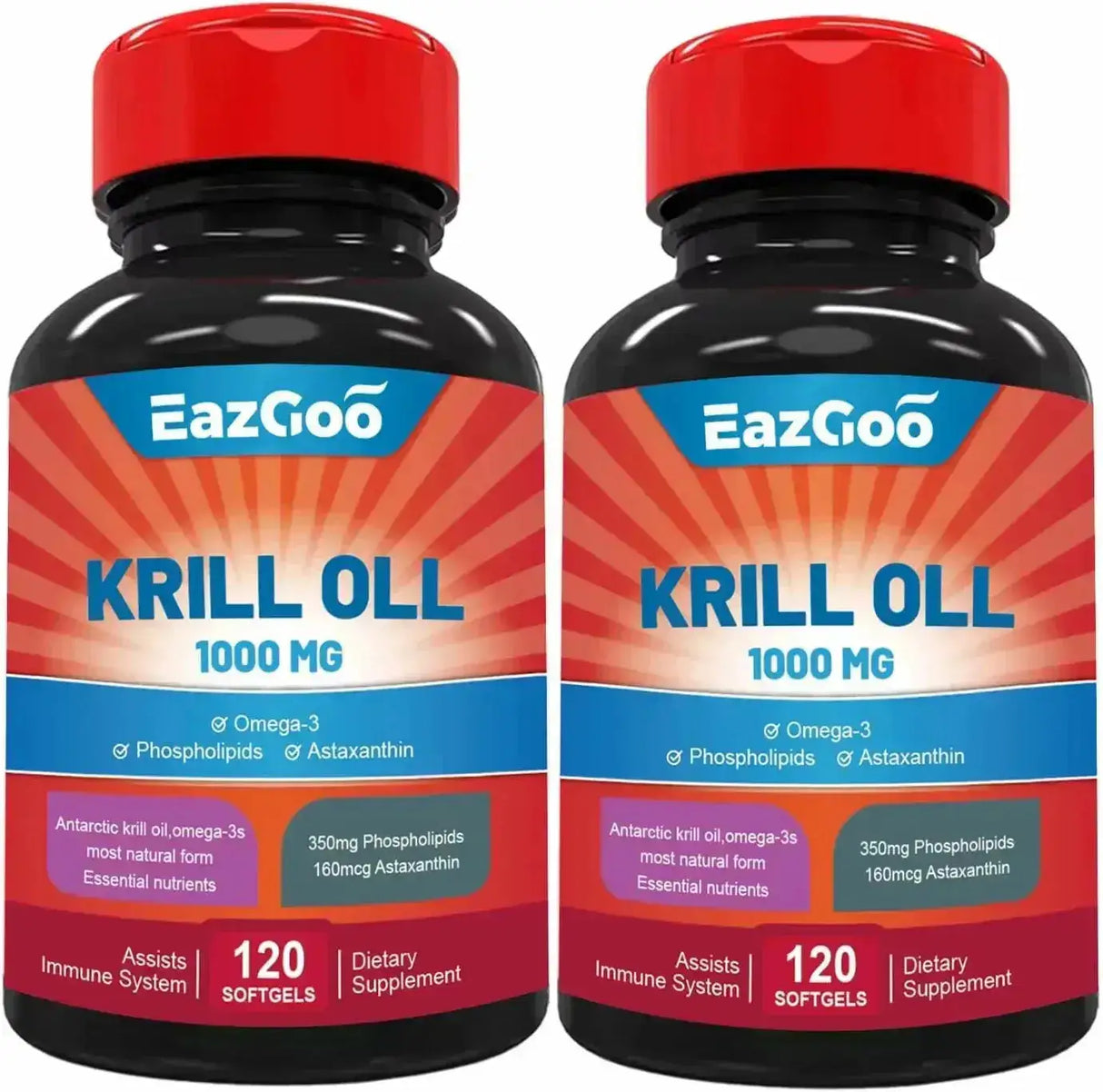 EAZGOO - EAZGOO Antarctic Krill Oil 1000Mg. 120 Capsulas Blandas 2 Pack - The Red Vitamin MX - Suplementos Alimenticios - {{ shop.shopifyCountryName }}