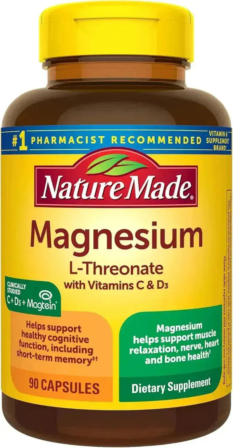 NATURE MADE - Nature Made Magnesium L-Threonate with Vitamin C & Vitamin D3 90 Capsulas - The Red Vitamin MX - Suplementos Alimenticios - {{ shop.shopifyCountryName }}