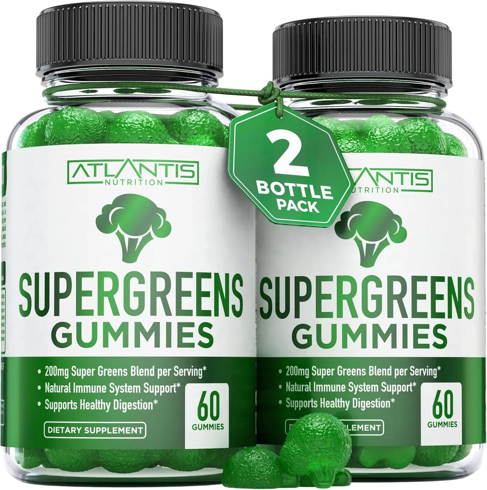 ATLANTIS NUTRITION - Atlantis Nutrition Supergreens Gummies Natural Raspberry Flavor 60 Gomitas 2 Pack - The Red Vitamin MX - Suplementos Alimenticios - {{ shop.shopifyCountryName }}