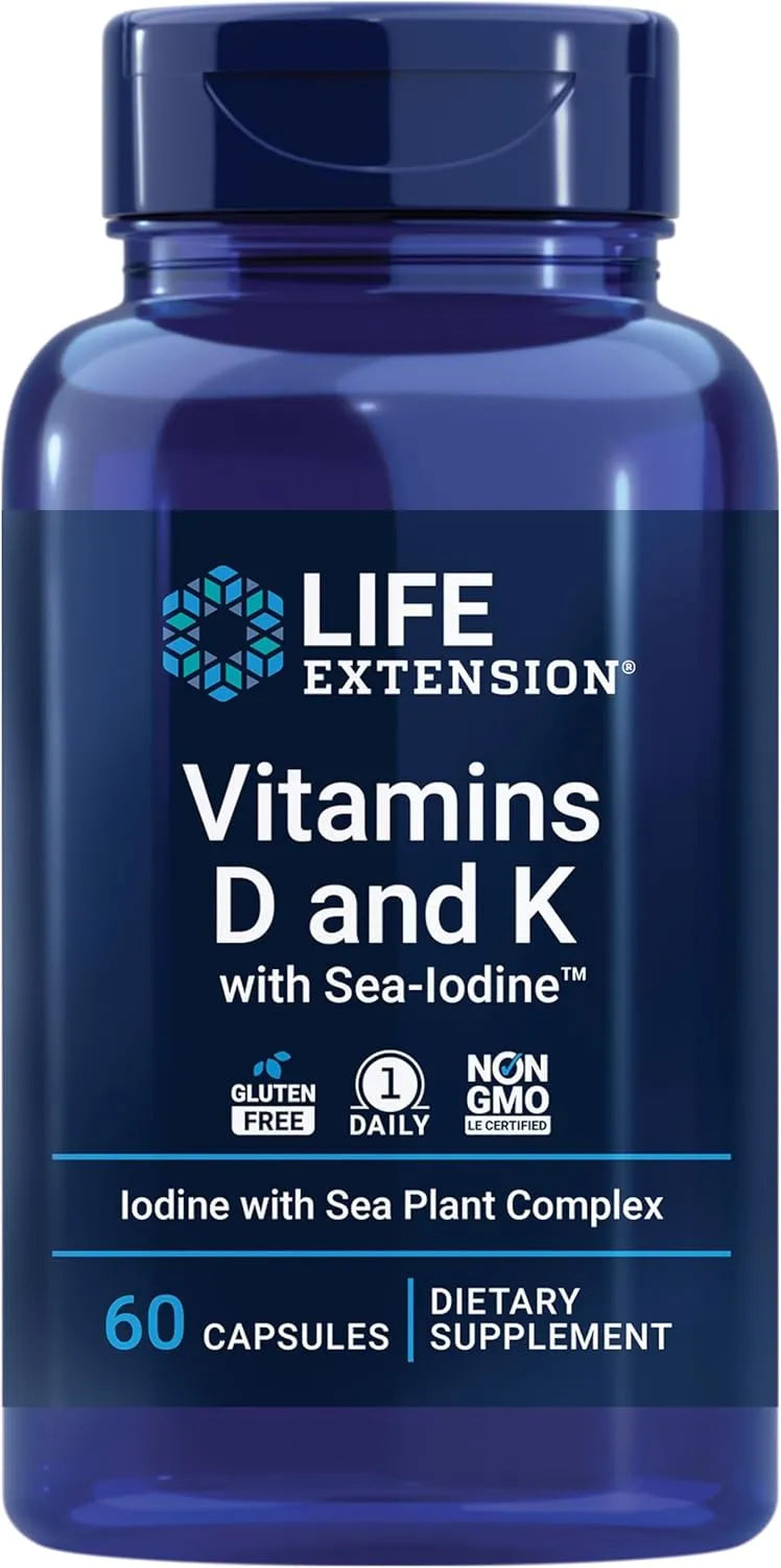 LIFE EXTENSION - Life Extension Vitamins D and K with Sea-Iodine 60 Capsulas - The Red Vitamin MX - Suplementos Alimenticios - {{ shop.shopifyCountryName }}