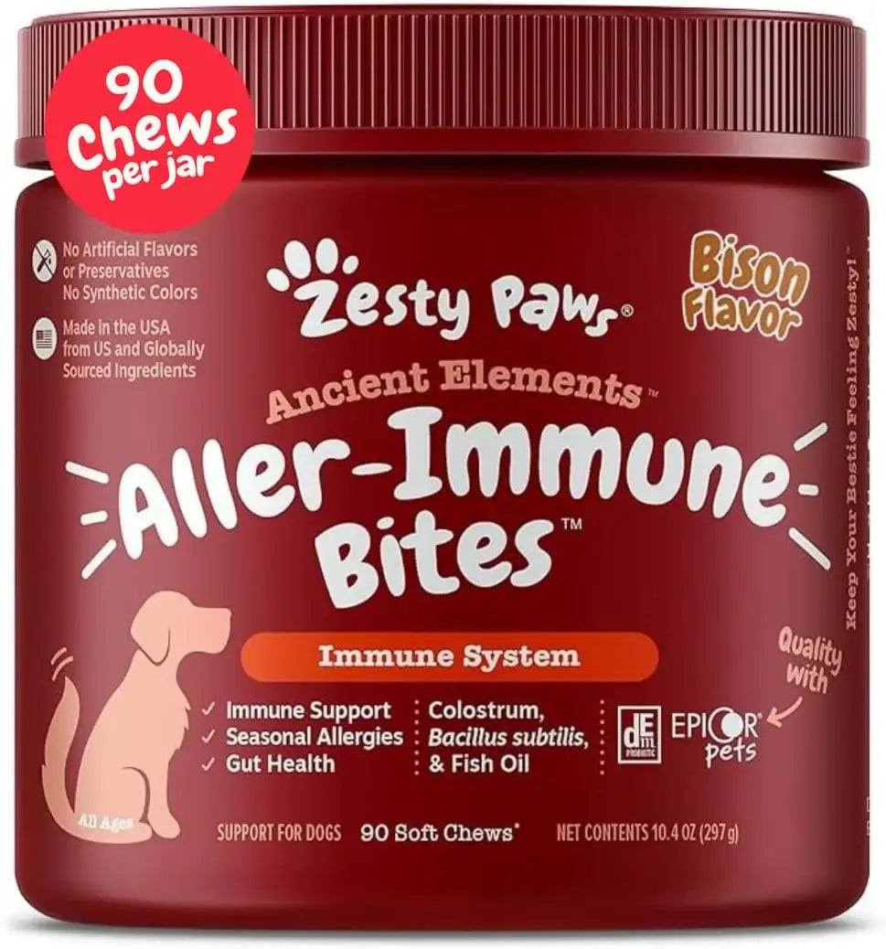 ZESTY PAWS - Zesty Paws Dog Allergy Relief Aller-Immune Bison Flavor 90 Masticables - The Red Vitamin MX - Remedios Para La Picazón De Perros - {{ shop.shopifyCountryName }}