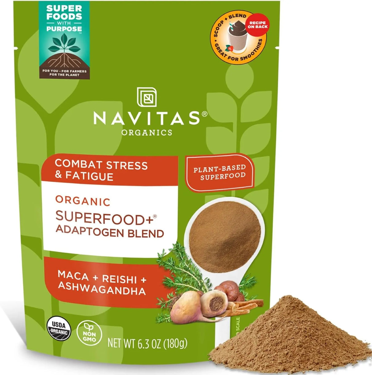 NAVITAS - Navitas Organics Superfood+ Adaptogen Blend for Stress Support Maca + Reishi + Ashwagandha 180Gr. - The Red Vitamin MX - Suplementos Alimenticios - {{ shop.shopifyCountryName }}