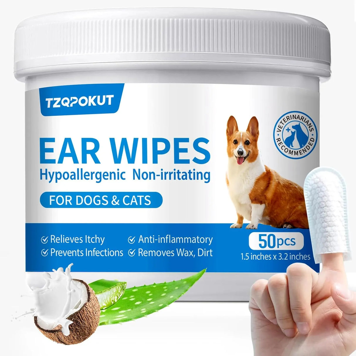TZQPOKUT - Tzqpokut Dog Ear Cleaner Wipes 50 Toallitas - The Red Vitamin MX - Cuidado Del Oído De Perros - {{ shop.shopifyCountryName }}