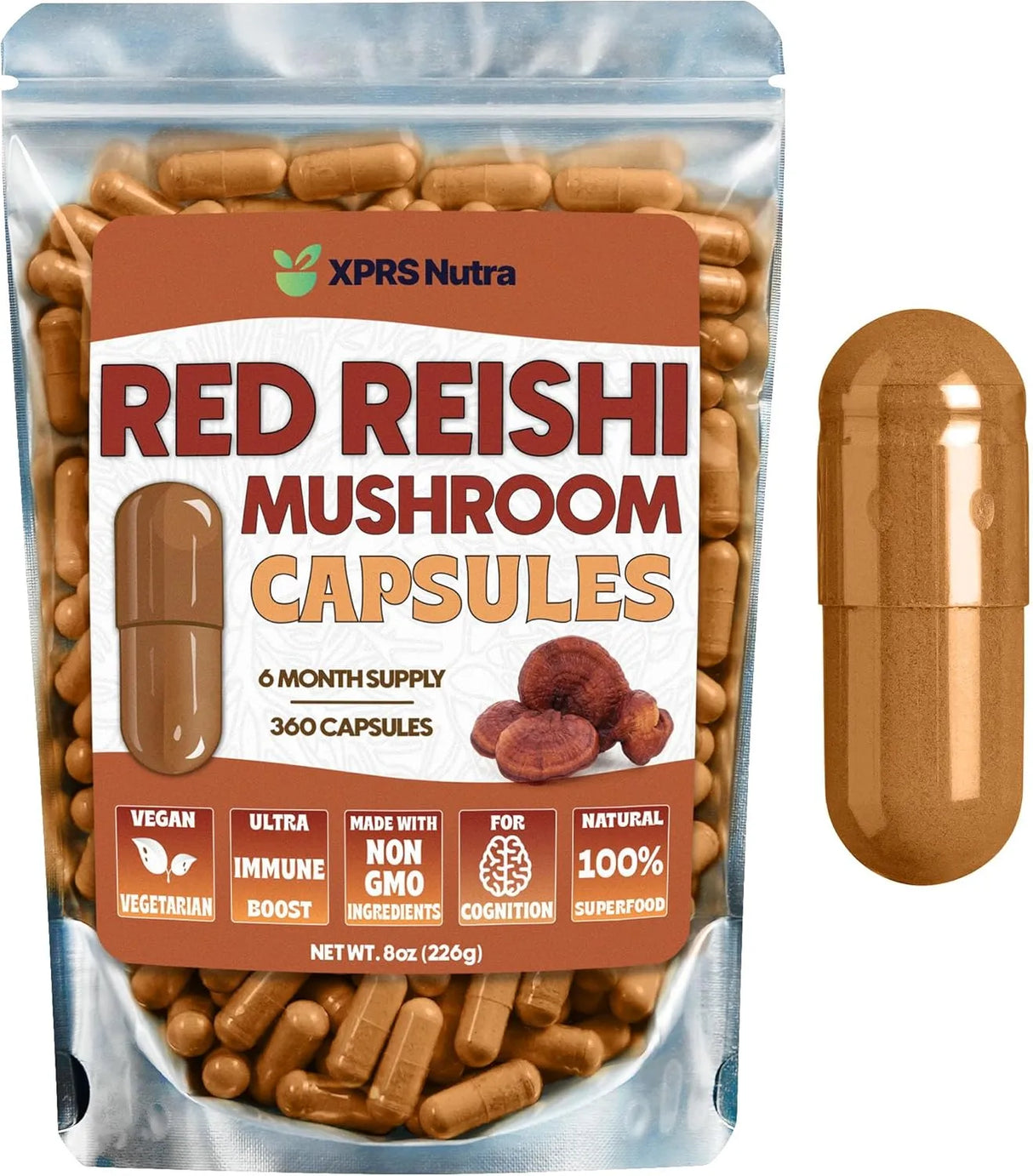 XPRS NUTRA - XPRS Nutra Reishi Mushroom 360 Capsulas - The Red Vitamin MX - Suplementos Alimenticios - {{ shop.shopifyCountryName }}