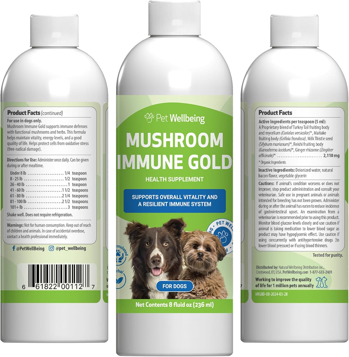 PET WELLBEING - Pet Wellbeing Mushroom Immune Gold for Dogs 236Ml. - The Red Vitamin MX - Suplementos Herbales Para Perros - {{ shop.shopifyCountryName }}