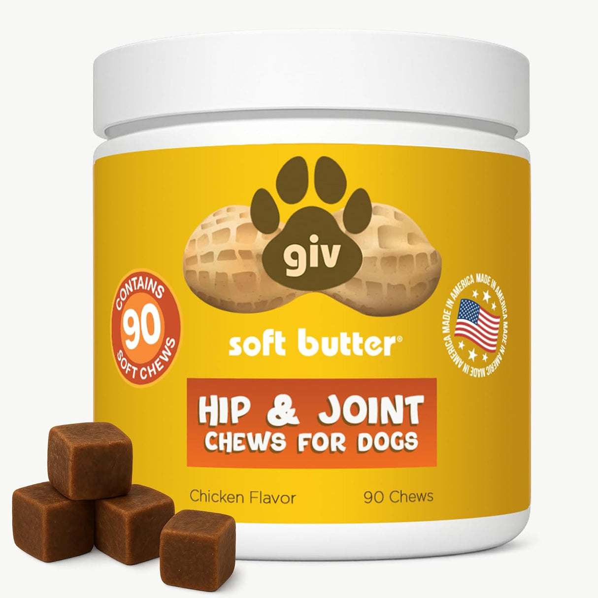 giv soft butter Hip & Joint Supplement Chews for Dogs 90 Masticables