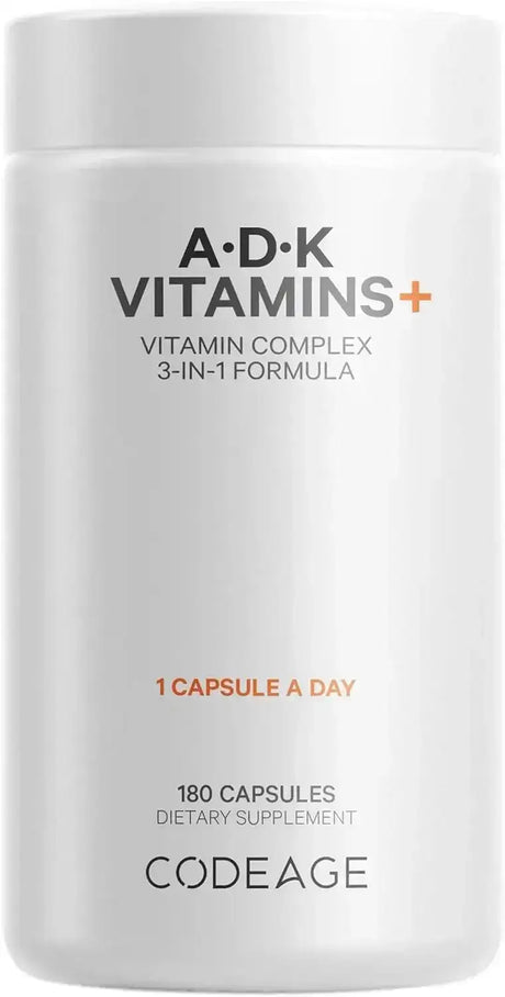 CODEAGE - Codeage ADK Vitamis Vitamin A D3 5000 IU Vitamin K1 & K2 180 Capsulas - The Red Vitamin MX - Suplementos Alimenticios - {{ shop.shopifyCountryName }}