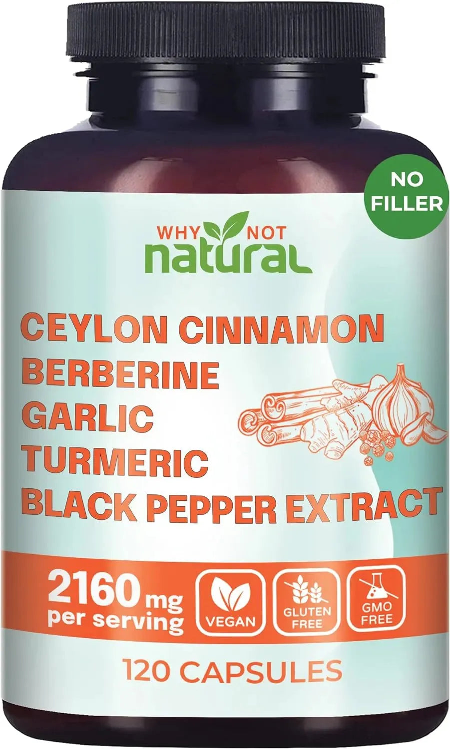 WHY NOT NATURAL - Why Not Natural 5-in-1 Organic Ceylon Cinnamon 120 Capsulas - The Red Vitamin MX - Suplementos Alimenticios - {{ shop.shopifyCountryName }}