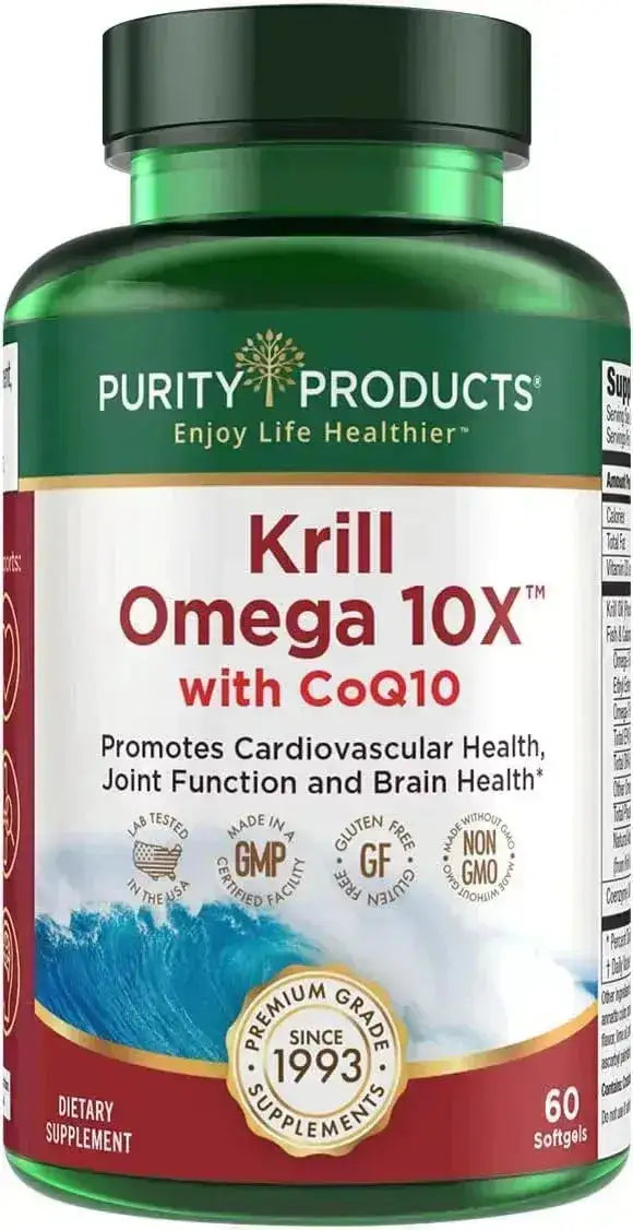 PURITY PRODUCTS - Purity Products Krill Omega 10X with CoQ10 60 Capsulas Blandas - The Red Vitamin MX - Suplementos Alimenticios - {{ shop.shopifyCountryName }}