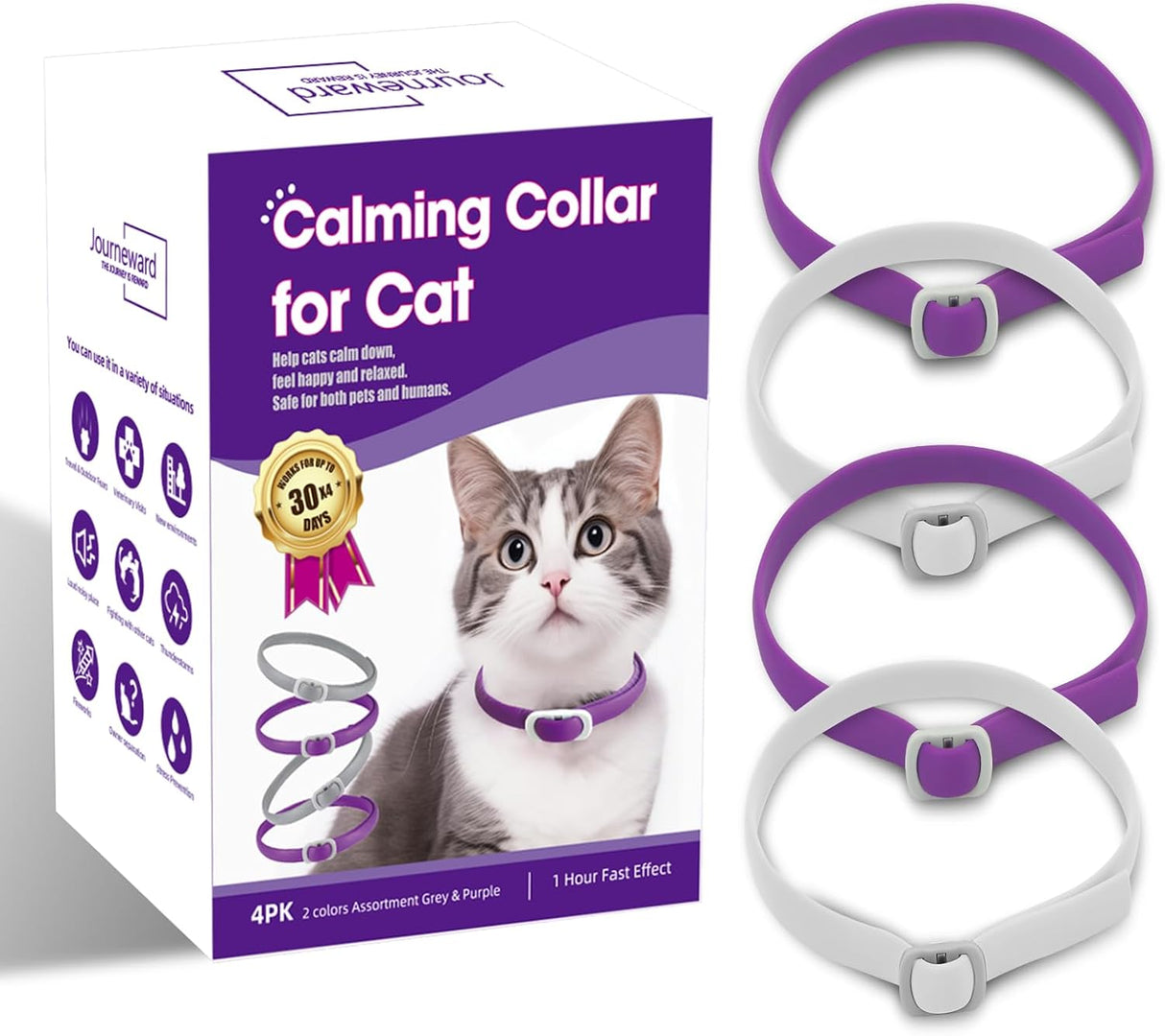 JOURNEWARD Calming Collar for Cats 4 Pack