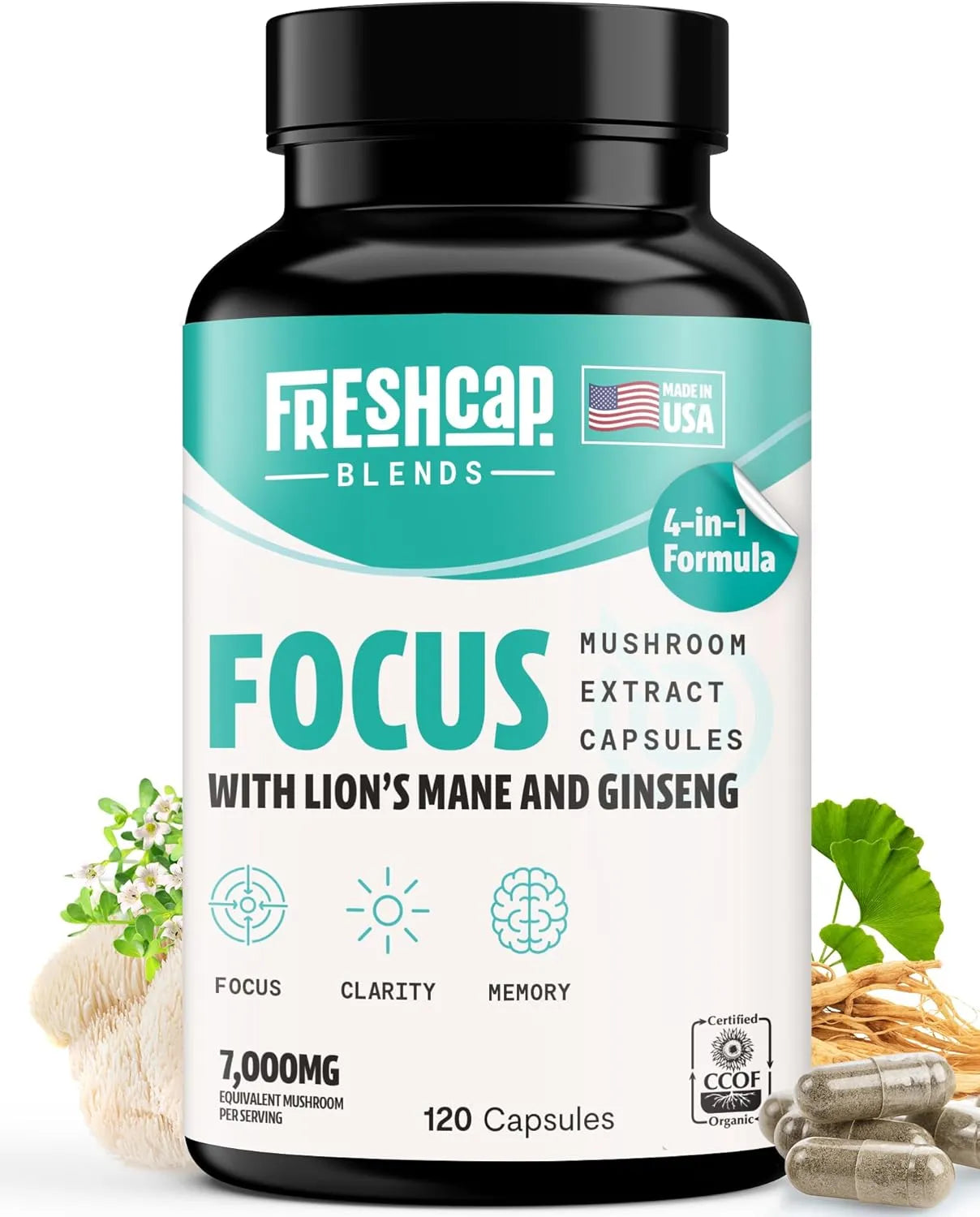 FRESHCAP - FreshCap 4-in-1 Focus with Lions Mane Extract and Ginseng 120 Capsulas - The Red Vitamin MX - Suplementos Alimenticios - {{ shop.shopifyCountryName }}