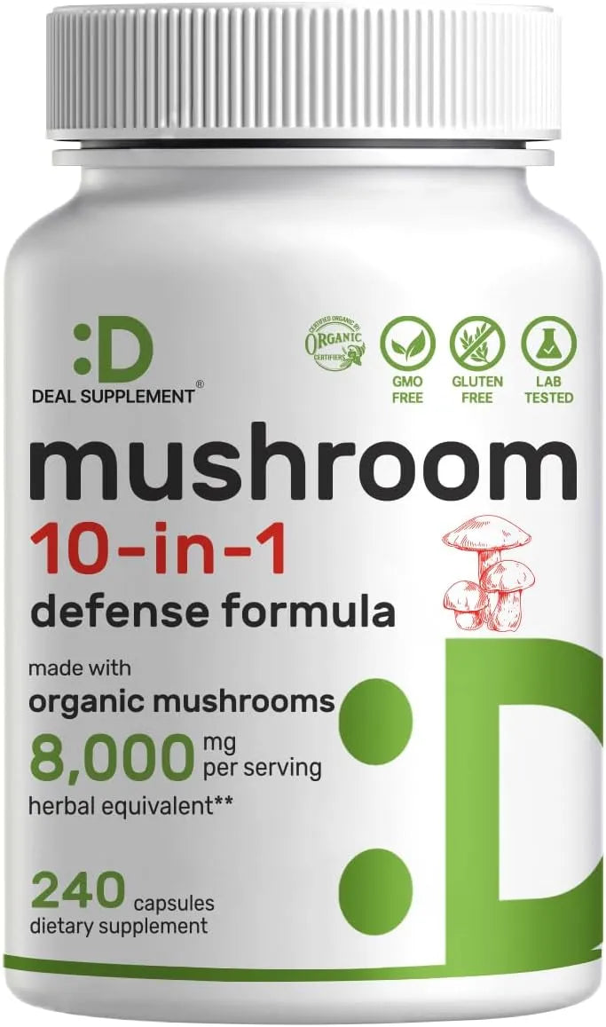 DEAL SUPPLEMENT - DEAL SUPPLEMENT Organic 10-in-1 Mushroom Defense Formula 240 Capsulas - The Red Vitamin MX - Suplementos Alimenticios - {{ shop.shopifyCountryName }}