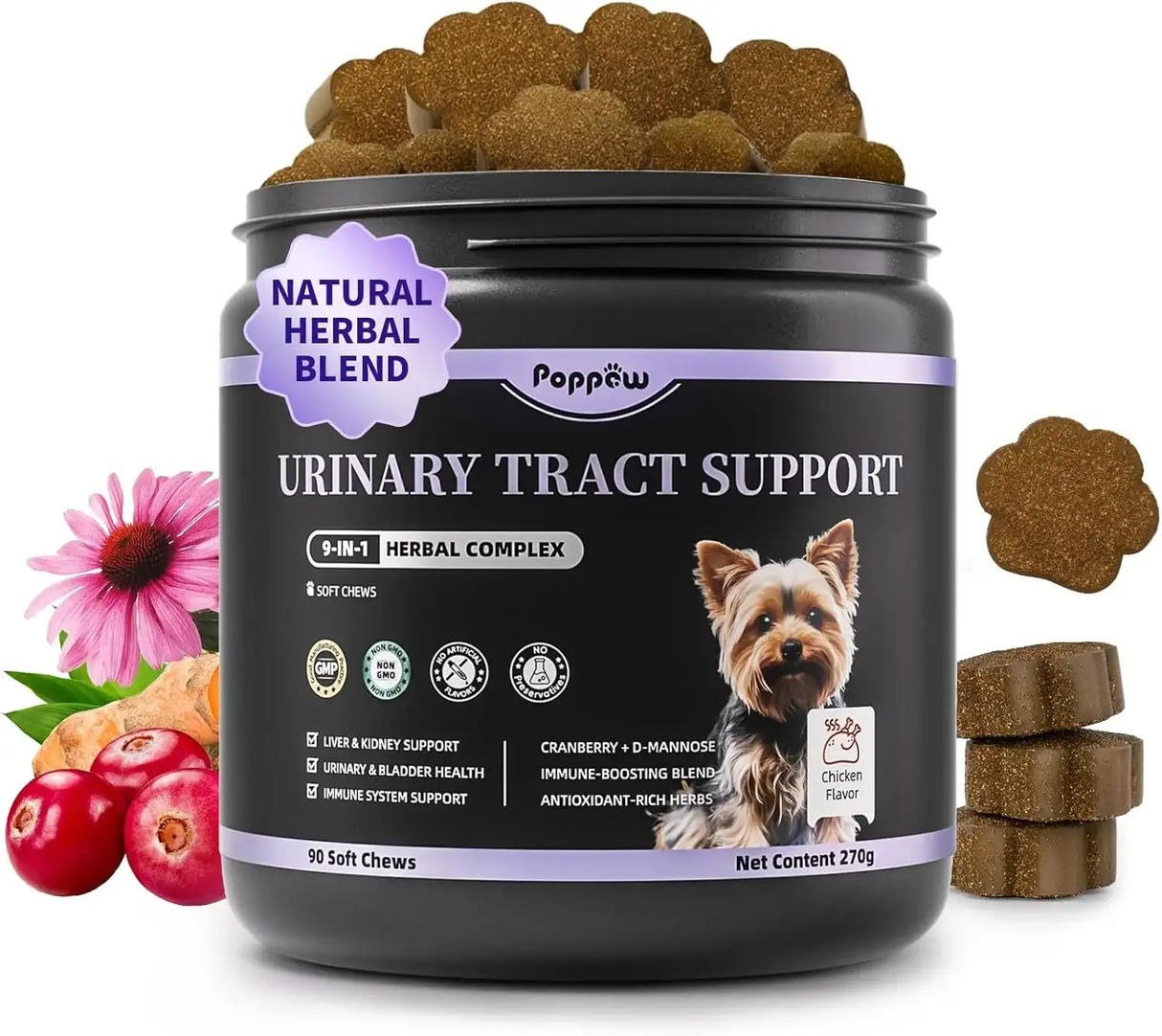 POPPAW - POPPAW Cranberry Supplement for Dog UTI Treatment Chicken 90 Masticables - The Red Vitamin MX - Salud De Tracto Urinario Para Perros - {{ shop.shopifyCountryName }}