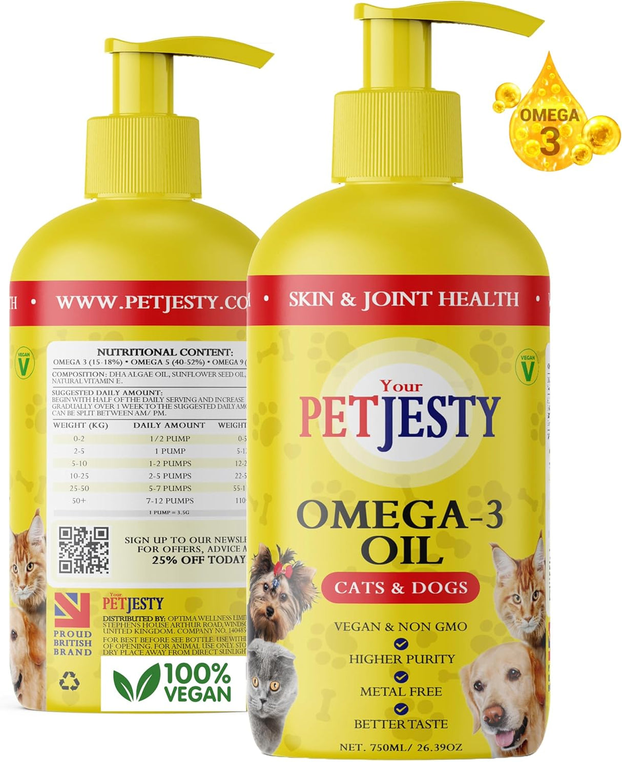 PetJesty Pure Omega 3 Oil for Dogs & Cats 750Ml.