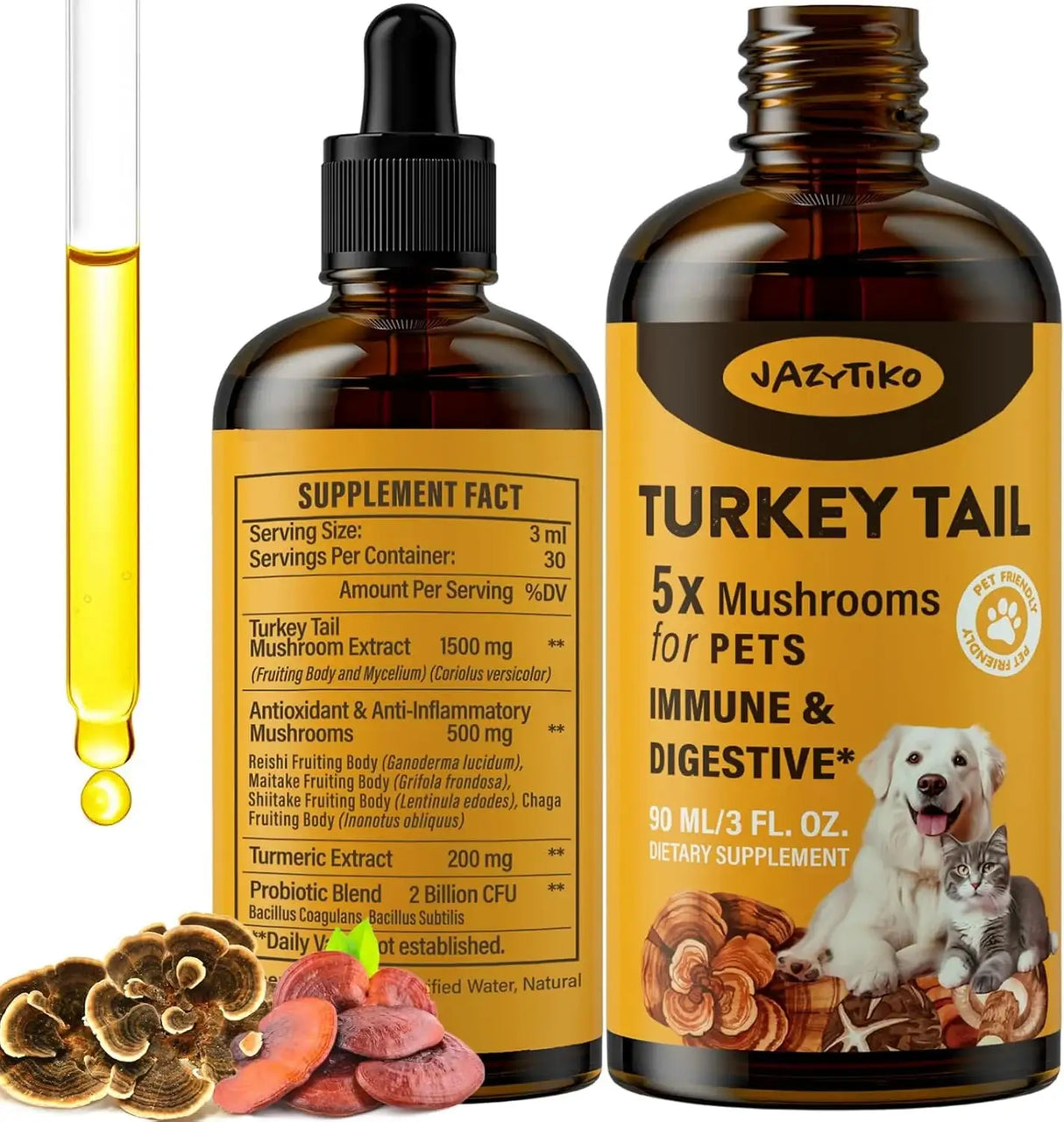 JAZYTIKO - Jazytiko Turkey Tail Mushroom for Dogs 90Ml. - The Red Vitamin MX - Suplementos Herbales Para Perros - {{ shop.shopifyCountryName }}