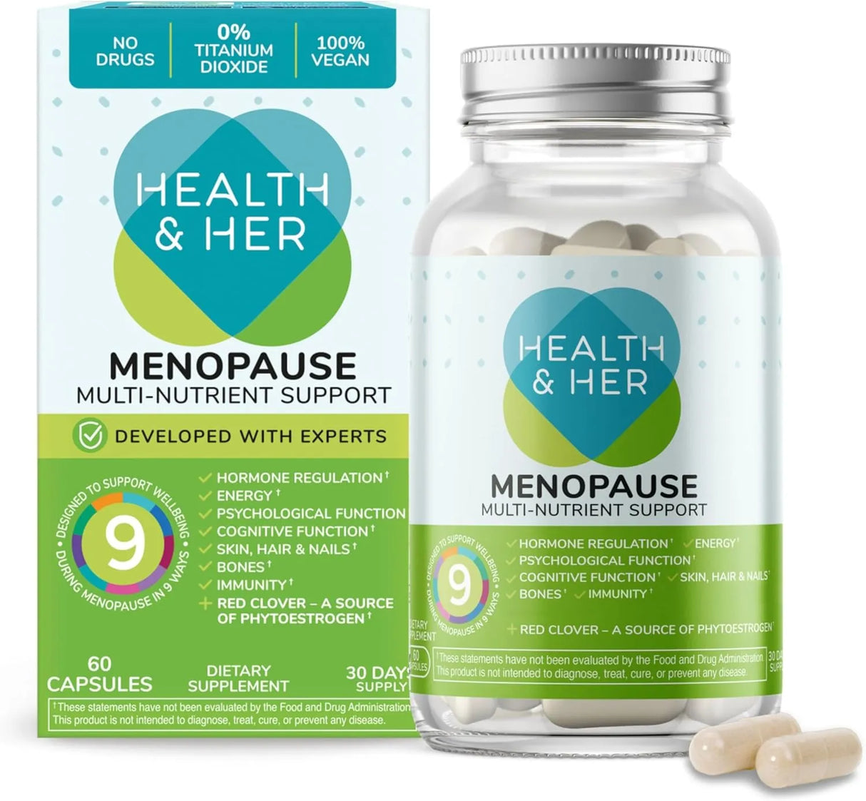 HEALTH & HER - Health & Her Menopause Supplements for Women 60 Capsulas - The Red Vitamin MX - Suplementos Alimenticios - {{ shop.shopifyCountryName }}