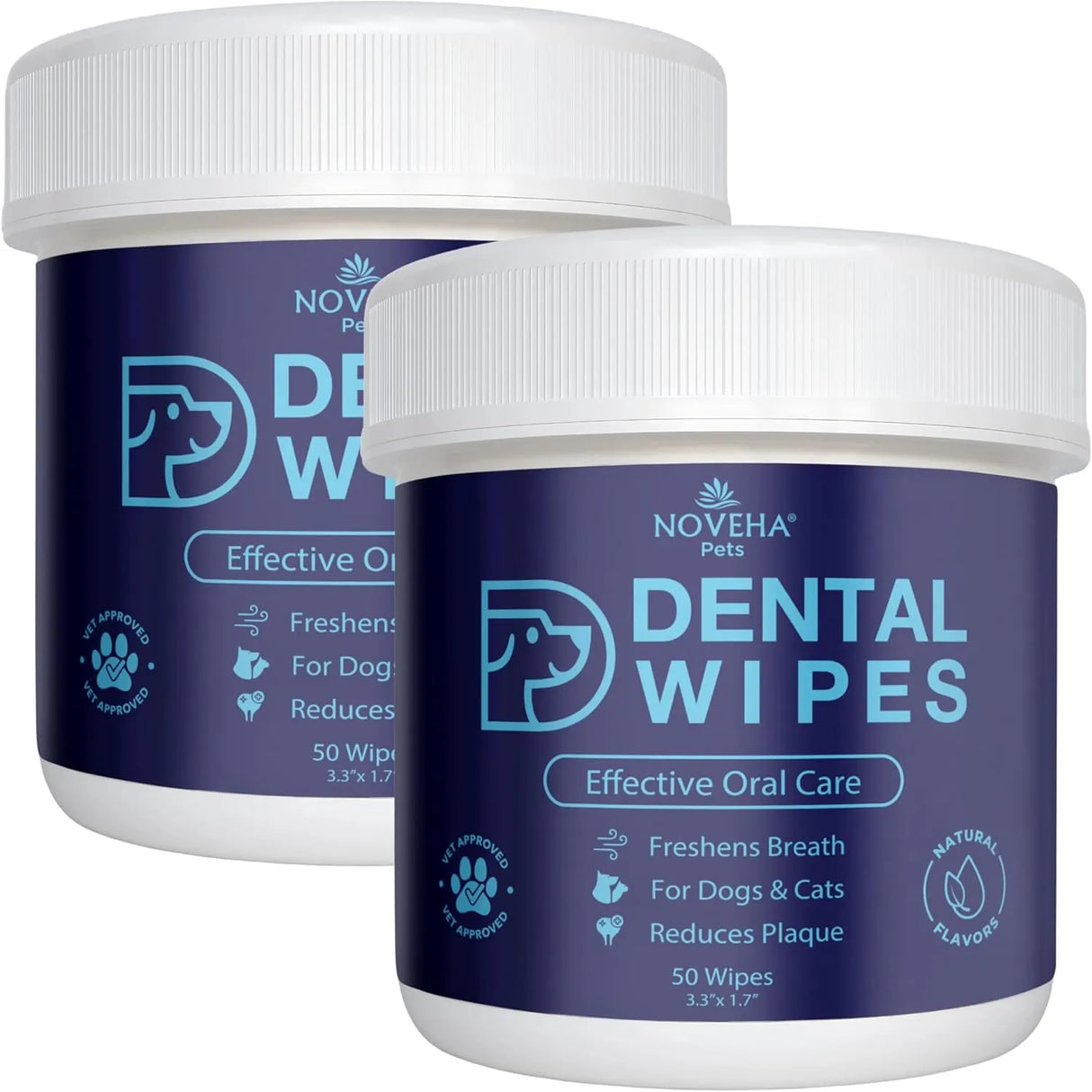 NOVEHA - NOVEHA Pets Dental Finger Wipes for Dogs & Cats Flavor-Free 50 Toallitas 2 Pack - The Red Vitamin MX - Cuidado Dental Para Perros - {{ shop.shopifyCountryName }}