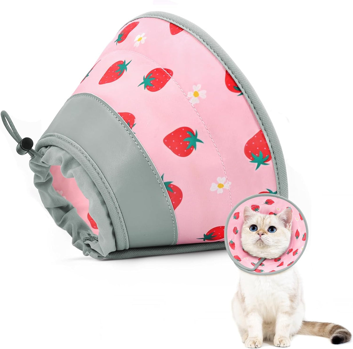 GoGoPaw Cat Cone Collar Soft to Stop Licking Adjustable Foldable PINK MEDIUM