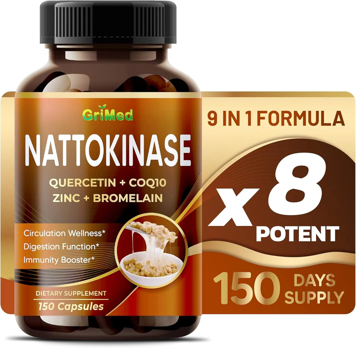 GRIMED - GriMed Nattokinase 8,800Mg. X8 Power 150 Capsulas - The Red Vitamin MX - Suplementos Alimenticios - {{ shop.shopifyCountryName }}