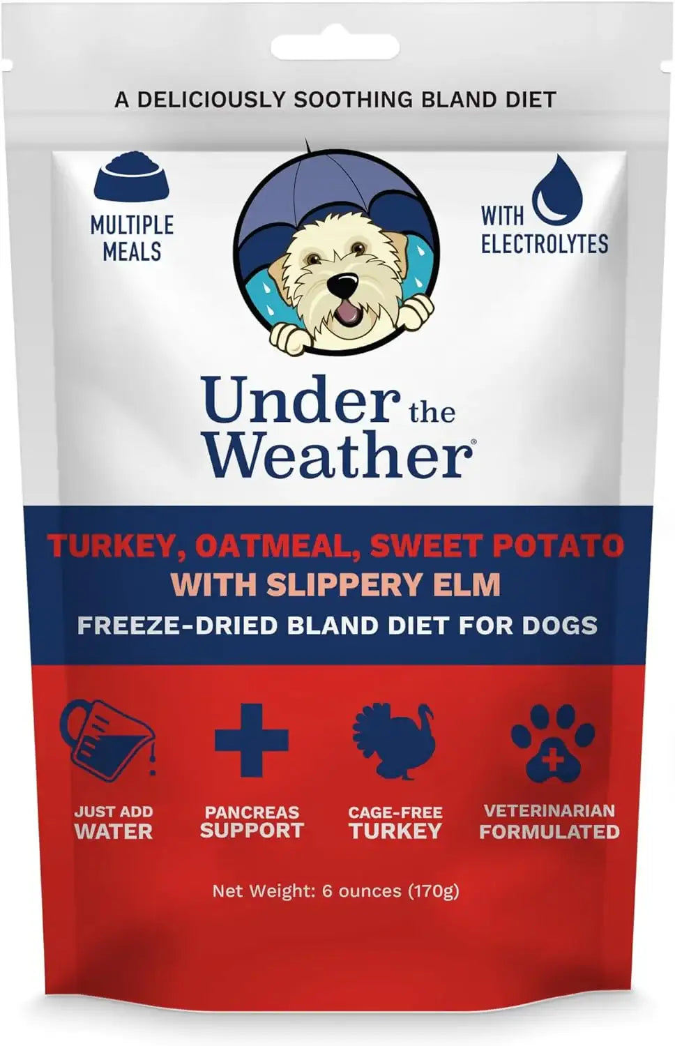 Under the Weather Bland Diet for Dogs Turkey Oatmeal Sweet Potato & Slippery Elm 6 Oz.