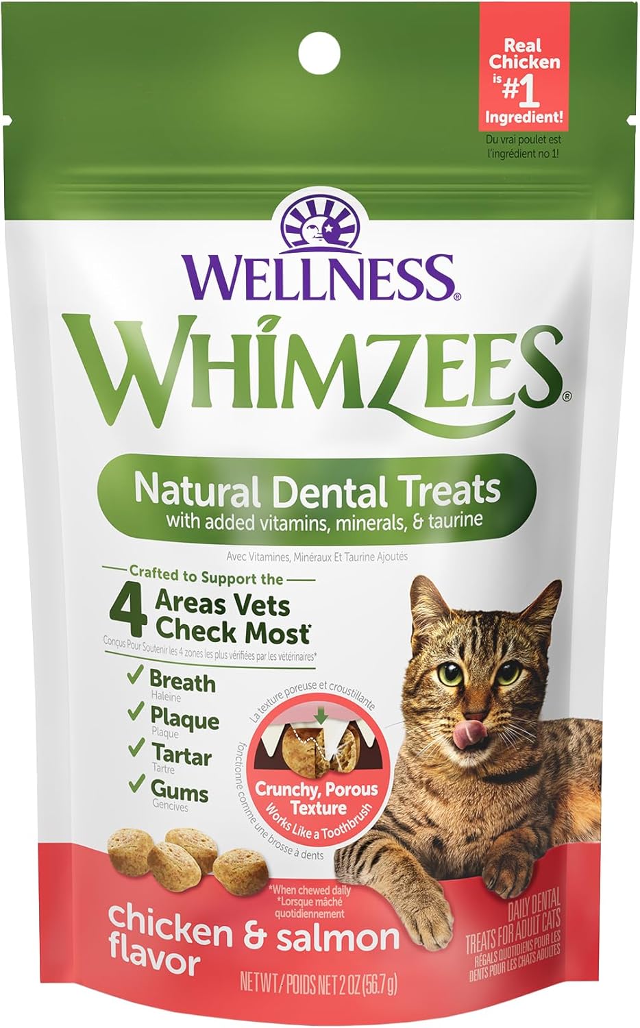 WHIMZEES Wellness Cat Dental Treats Natural Chews Chicken and Salmon Flavor 56Gr.
