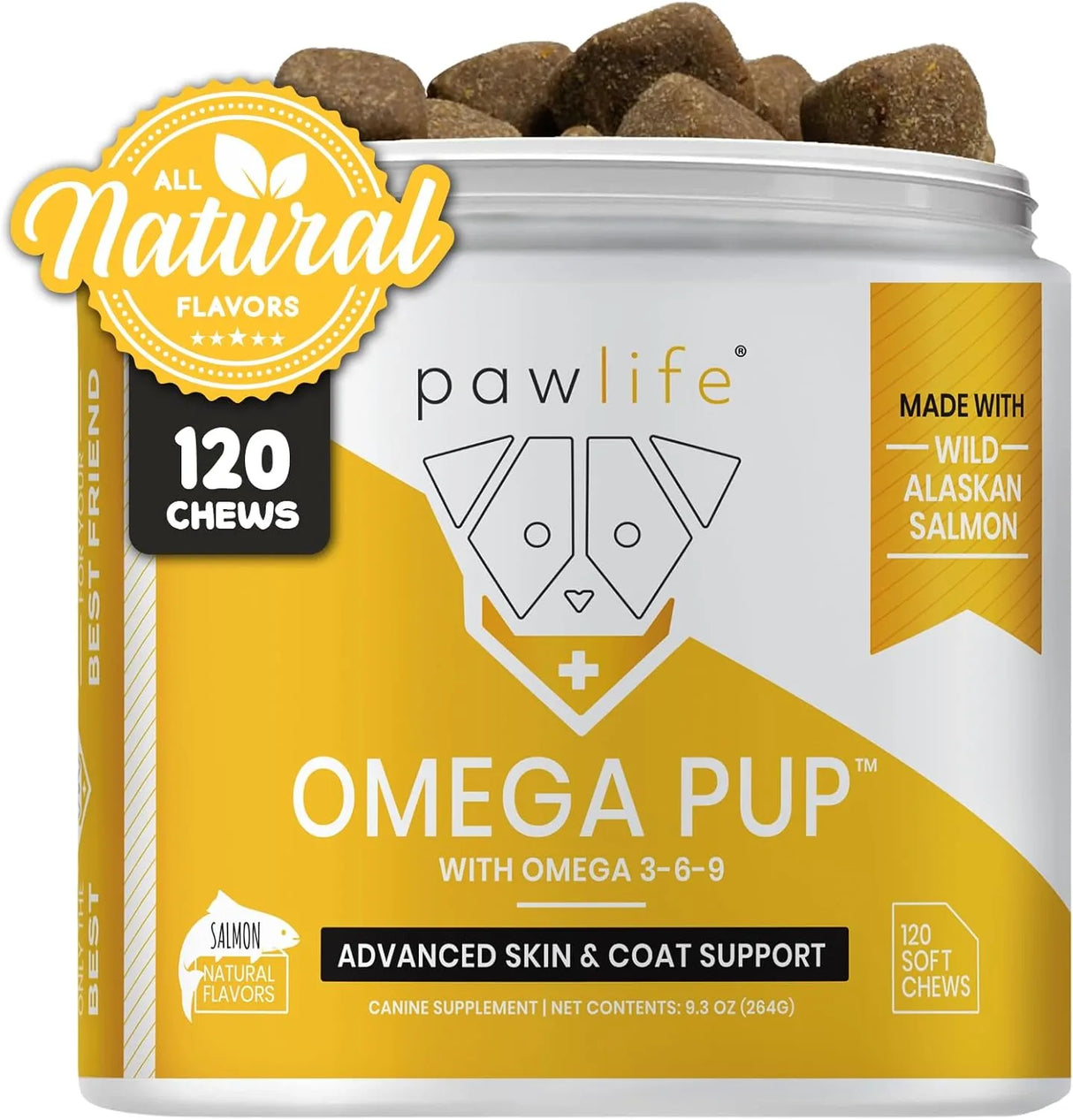 PAWLIFE - Pawlife Omega 3 Fish Oil Dog Vitamins Salmon Flavor 120 Masticables - The Red Vitamin MX - Aceite De Pescado Para Perros - {{ shop.shopifyCountryName }}
