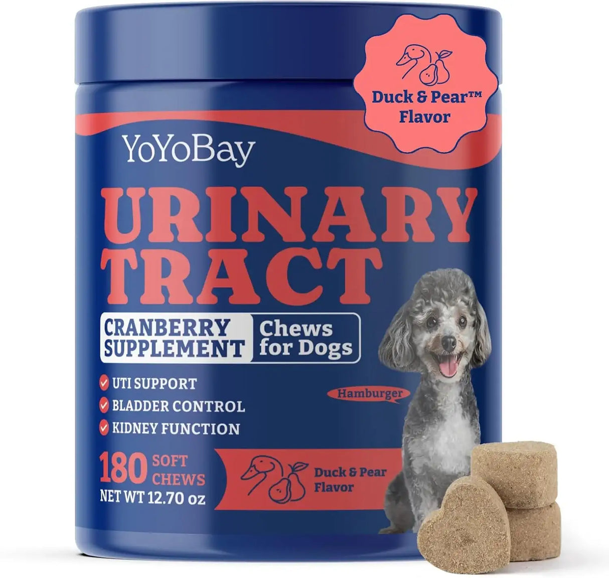 YOYOBAY - YoYoBay Urinary Tract Dog UTI Treatment 180 Masticables - The Red Vitamin MX - Salud De Tracto Urinario Para Perros - {{ shop.shopifyCountryName }}