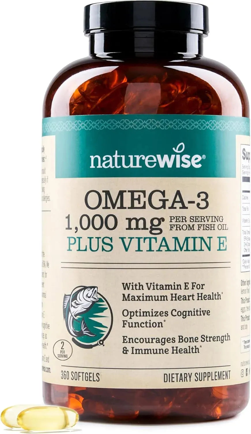 NATUREWISE - NatureWise Extra-Strength Omega 3 Fish Oil 1000Mg, 360 Capsulas Blandas - The Red Vitamin MX - Suplementos Alimenticios - {{ shop.shopifyCountryName }}