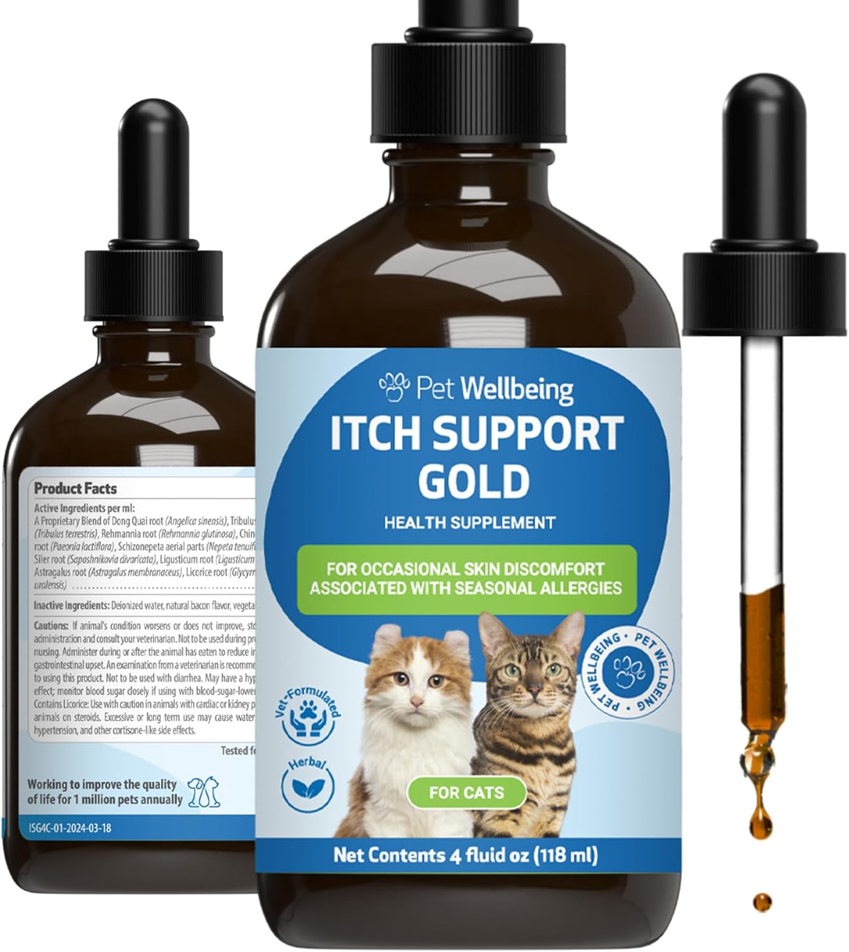 Pet Wellbeing Itch Support Gold for Cats 4 Fl.Oz.