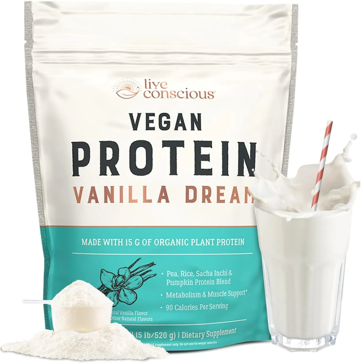 LIVE CONSCIOUS - Live Conscious Vegan Pea Protein Powder Vanilla Dream Flavor 520Gr. - The Red Vitamin MX - Suplementos Alimenticios - {{ shop.shopifyCountryName }}