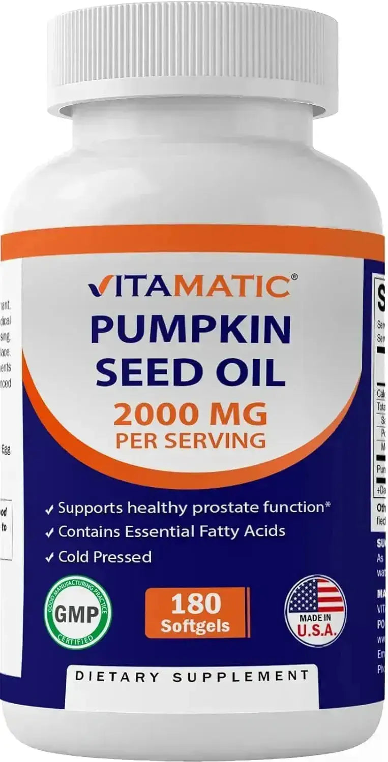 VITAMATIC - Vitamatic Pumpkin Seed Oil 2000Mg. 180 Capsulas Blandas - The Red Vitamin MX - Suplementos Alimenticios - {{ shop.shopifyCountryName }}