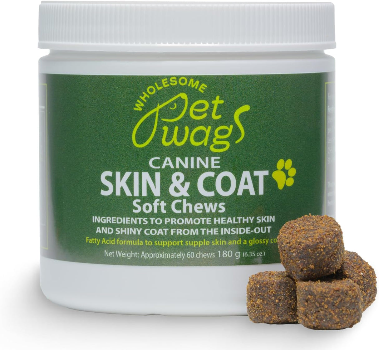 Wholesome Pet Wags Skin & Coat Soft Chews 60 Masticables