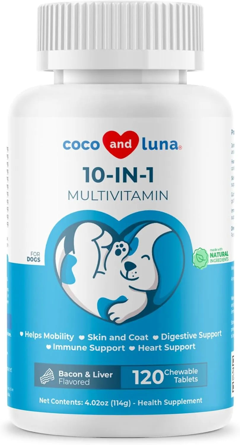 COCO AND LUNA - Coco and Luna 10 in 1 Multivitamin for Dogs 120 Tabletas Masticables - The Red Vitamin MX - Multivitamínicos Para Perros - {{ shop.shopifyCountryName }}