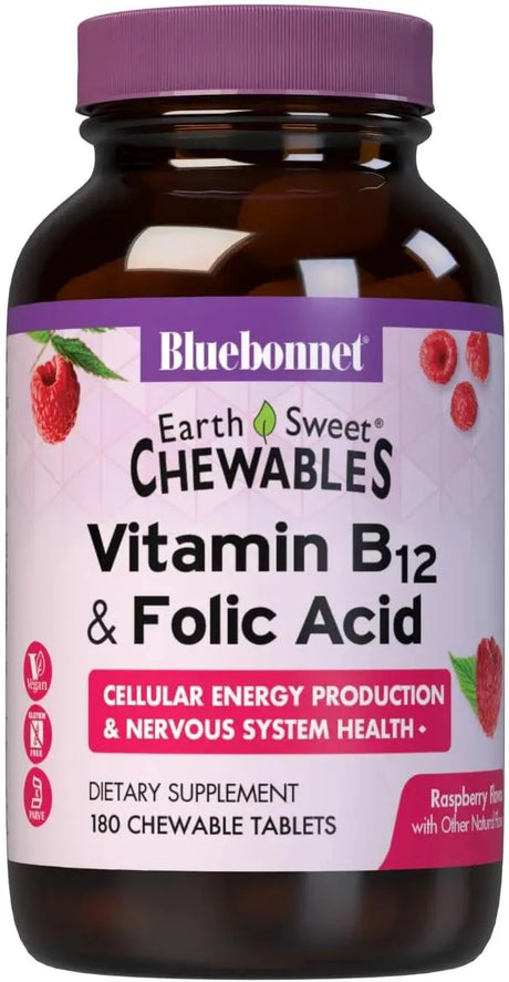 BLUEBONNET NUTRITION - BlueBonnet Nutrition Earth Sweet Vitamin B12 & Folic Acid 180 Tabletas Masticables - The Red Vitamin MX - Suplementos Alimenticios - {{ shop.shopifyCountryName }}