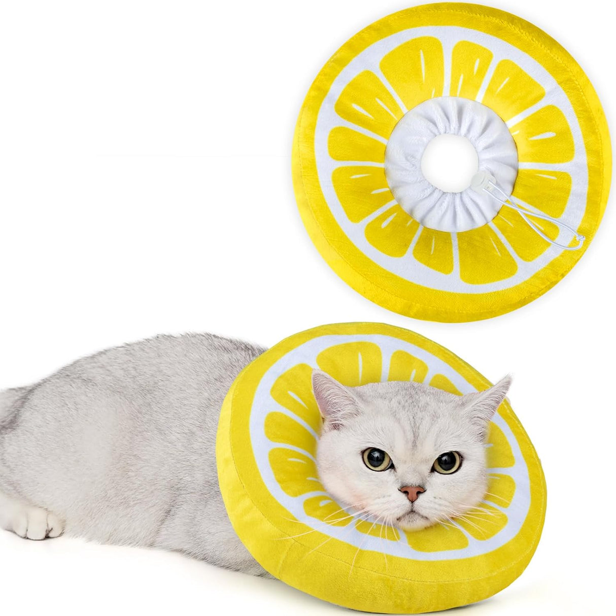 ANWA Adjustable Cat Cone Collar Soft Lemon Large
