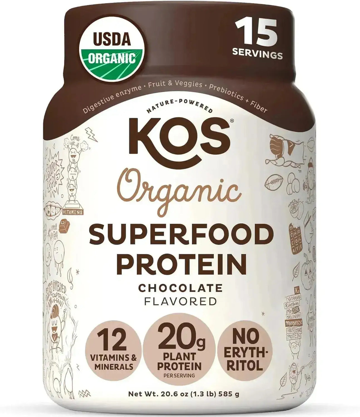 KOS - KOS Organic Plant Based Protein Powder Chocolate 15 Servicios 585Gr. - The Red Vitamin MX - Suplementos Alimenticios - {{ shop.shopifyCountryName }}