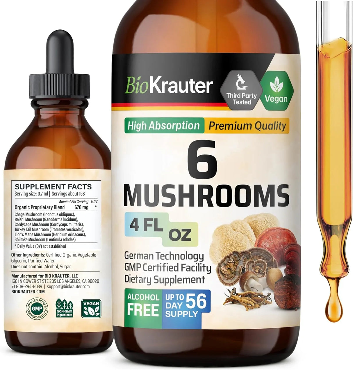 BIOKRAUTER - Bio Krauter 6 Mushrooms Vegan Drops 4 Fl.Oz. - The Red Vitamin MX - Suplementos Alimenticios - {{ shop.shopifyCountryName }}