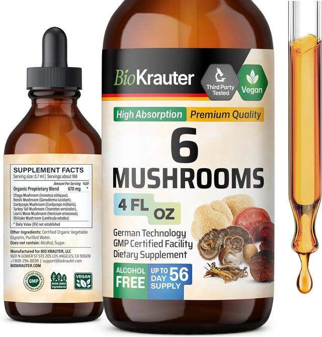 BIOKRAUTER - Bio Krauter 6 Mushrooms Vegan Drops 4 Fl.Oz. - The Red Vitamin MX - Suplementos Alimenticios - {{ shop.shopifyCountryName }}
