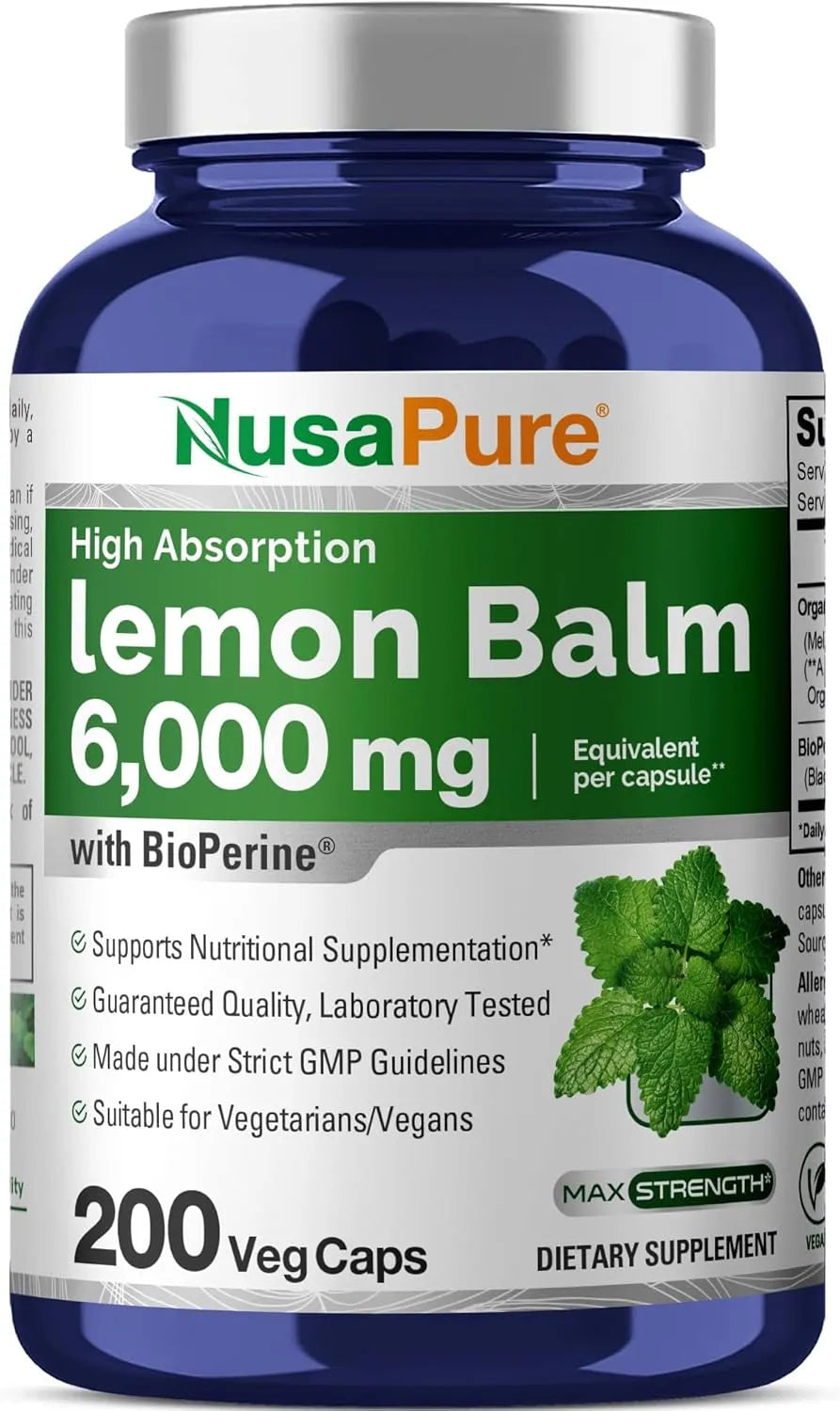 NUSAPURE - NusaPure Lemon Balm 6000Mg. 200 Capsulas - The Red Vitamin MX - Suplementos Alimenticios - {{ shop.shopifyCountryName }}