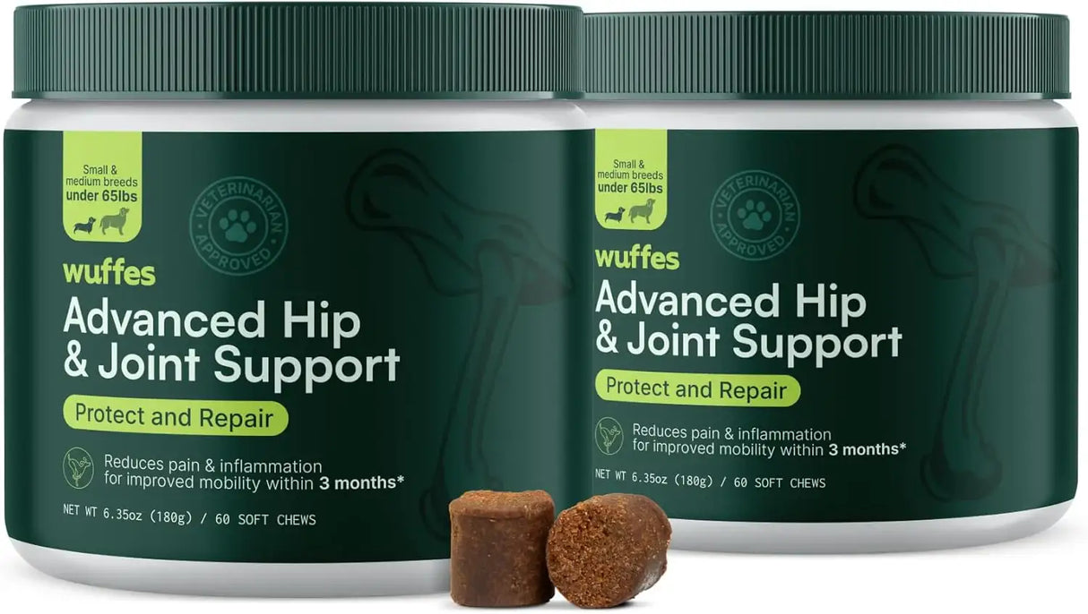 WUFFES - Wuffes Advanced Dog Hip and Joint Small&Medium Breeds Pork Flavored 60 Masticables 2 Pack - The Red Vitamin MX - Cuidado De Cadera Y Articulaciones Para Perros - {{ shop.shopifyCountryName }}