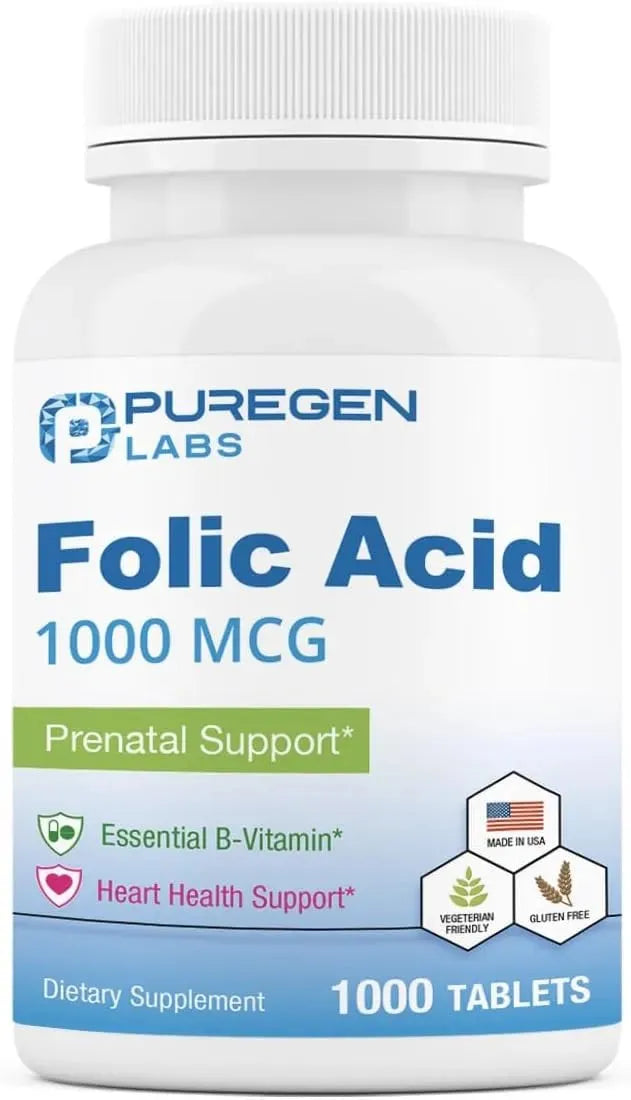 PUREGEN LABS - Puregen Labs Folic Acid 1000mcg 1000 Tabletas - The Red Vitamin MX - Suplementos Alimenticios - {{ shop.shopifyCountryName }}