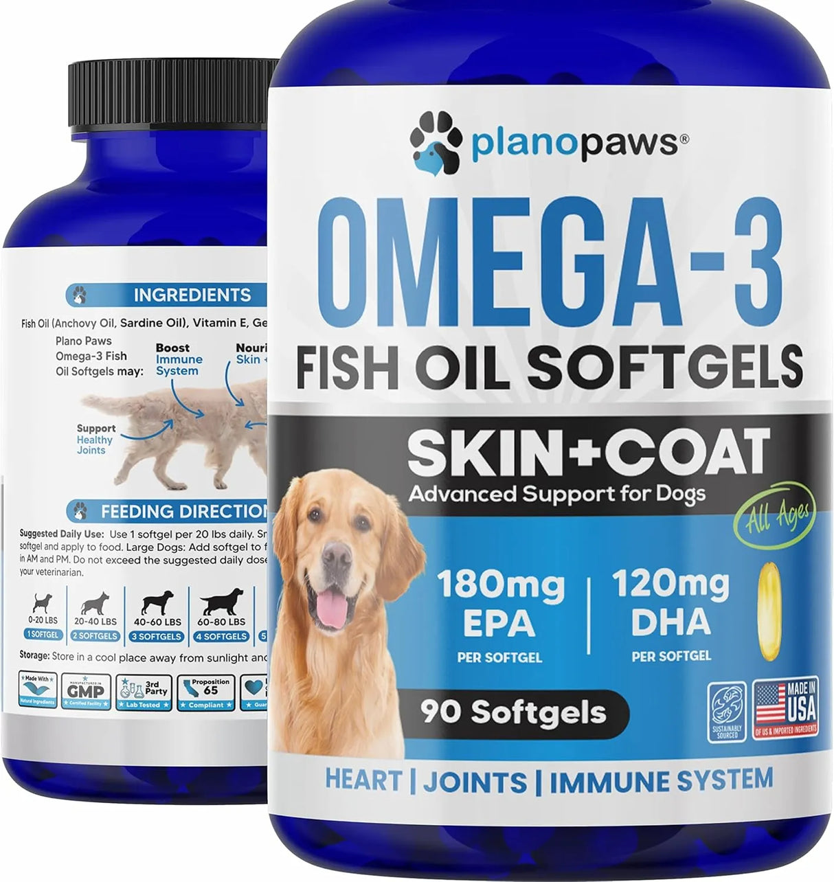 PLANOPAWS - Planopaws Omega 3 Fish Oil for Dogs 90 Capsulas Blandas - The Red Vitamin MX - Aceite De Pescado Para Perros - {{ shop.shopifyCountryName }}