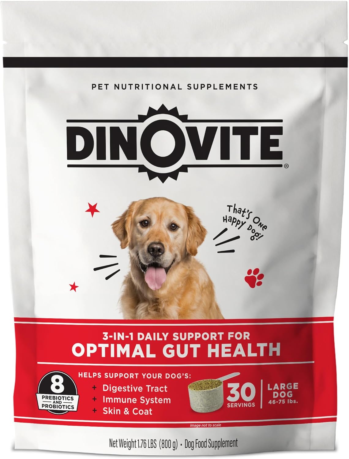 Dinovite Probiotic Supplement for Large Dogs 30 Servicios 800Gr.