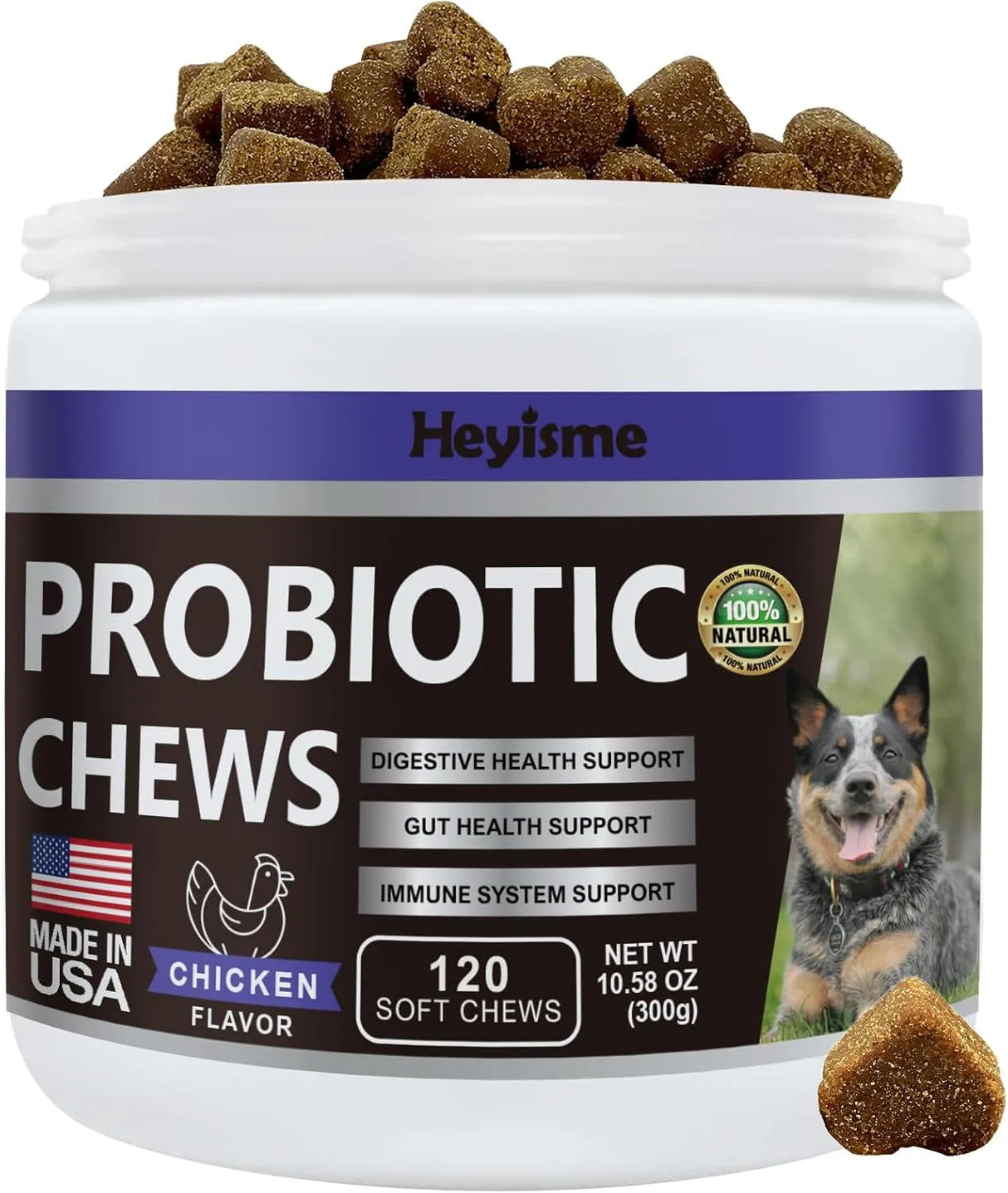 HEYISME - HEYISME Probiotics for Dogs Chicken 120 Masticables - The Red Vitamin MX - Probióticos Para Perros - {{ shop.shopifyCountryName }}