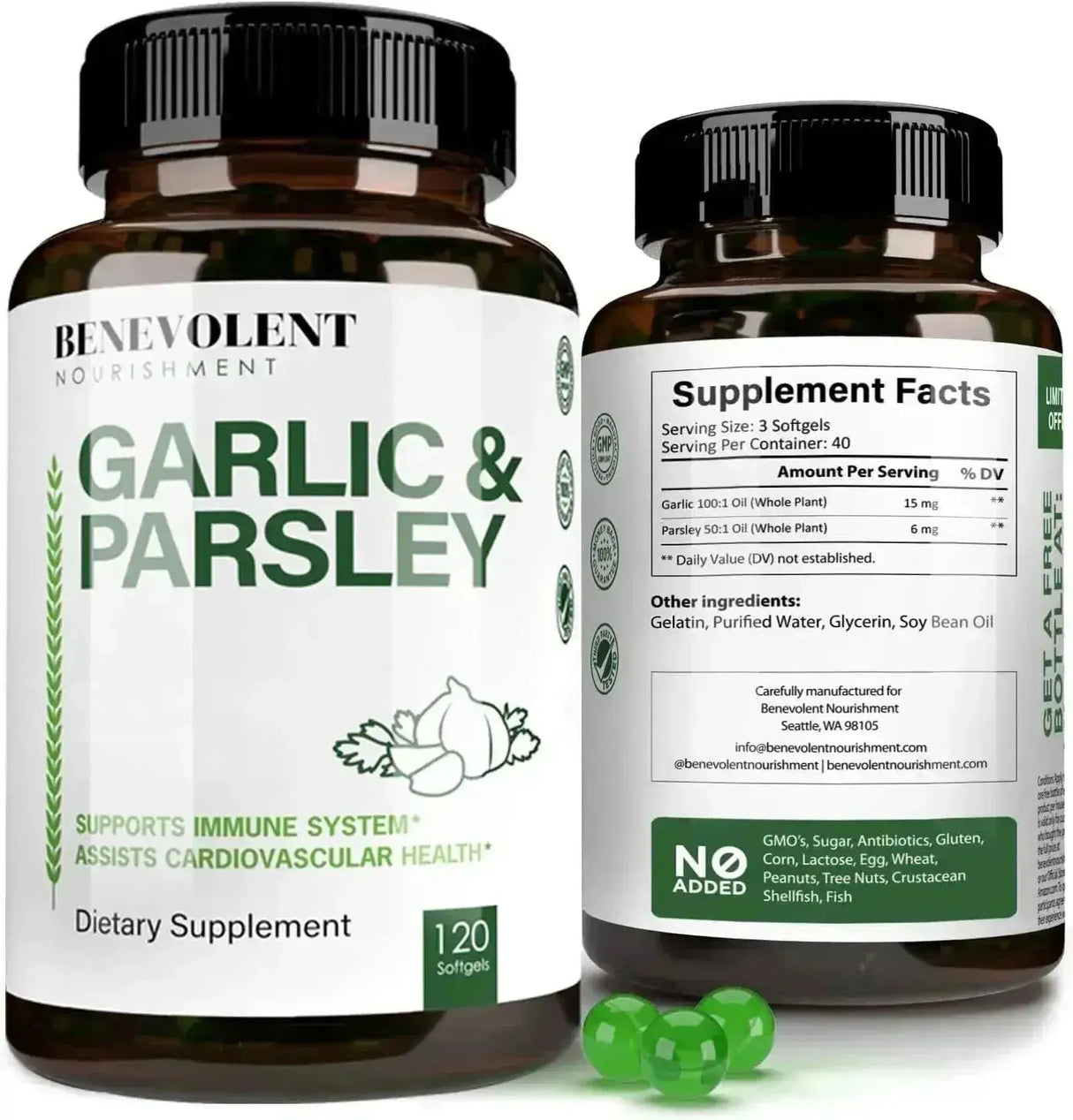 BENEVOLENT NOURISHMENT - Benevolent Nourishment Garlic & Parsley 120 Capsulas Blandas - The Red Vitamin MX - Suplementos Alimenticios - {{ shop.shopifyCountryName }}