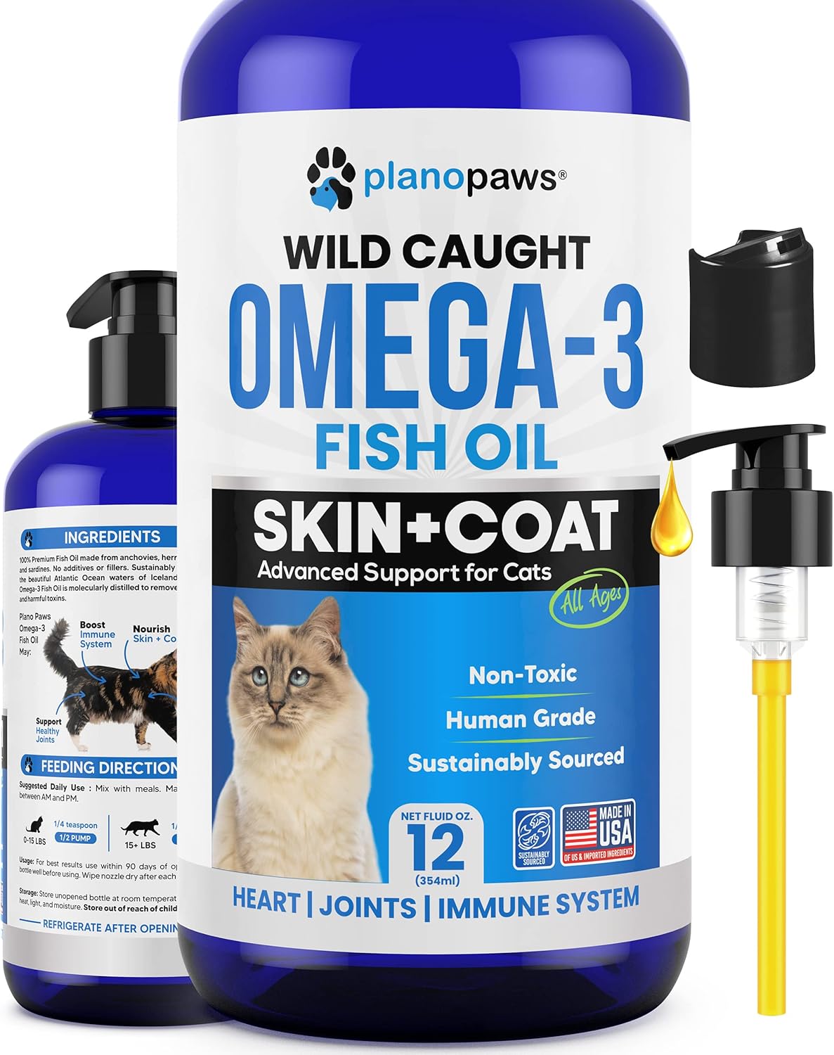 Planopaws Omega 3 Fish Oil for Cats 12 Fl.Oz.