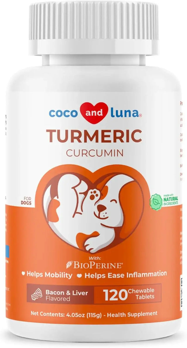 COCO AND LUNA - Coco and Luna Turmeric for Dogs Anti Inflammatory Pain Relief 120 Tabletas Masticables - The Red Vitamin MX - Cuidado De Cadera Y Articulaciones Para Perros - {{ shop.shopifyCountryName }}